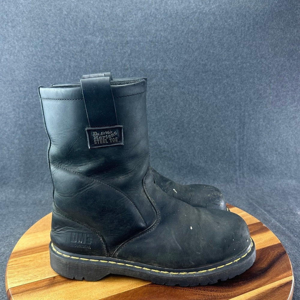 Dr Martens Icon 2295 Boots Mens 11 Industrial Steel Toe Wellington Black Moto